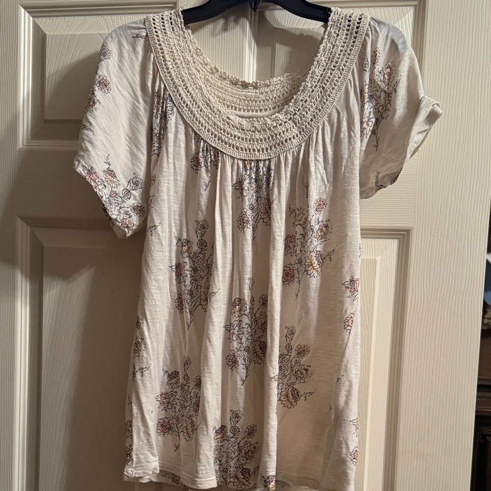 Lucky Brand Cream Floral Blouse